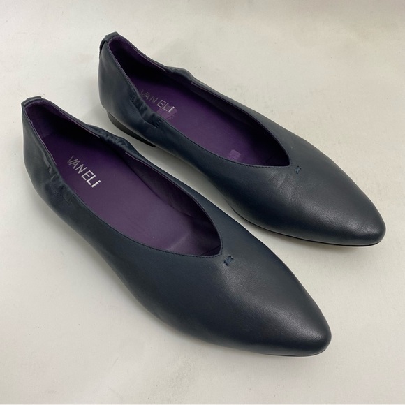VANELI Blue Leather Ballet Flat Slip On Women Shoes 10 M Casual Dress - Picture 3 of 12